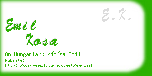 emil kosa business card